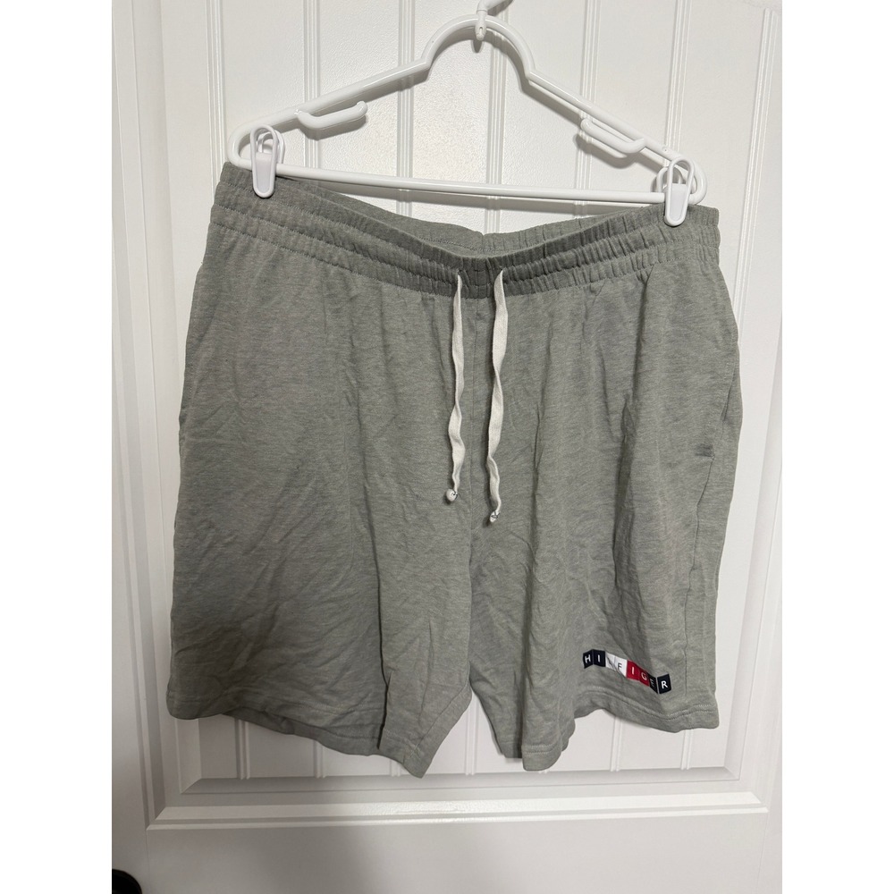 Tommy Hilfiger Shorts Mens XL Gray Lounge Sleepwear Logo Drawstring EUC